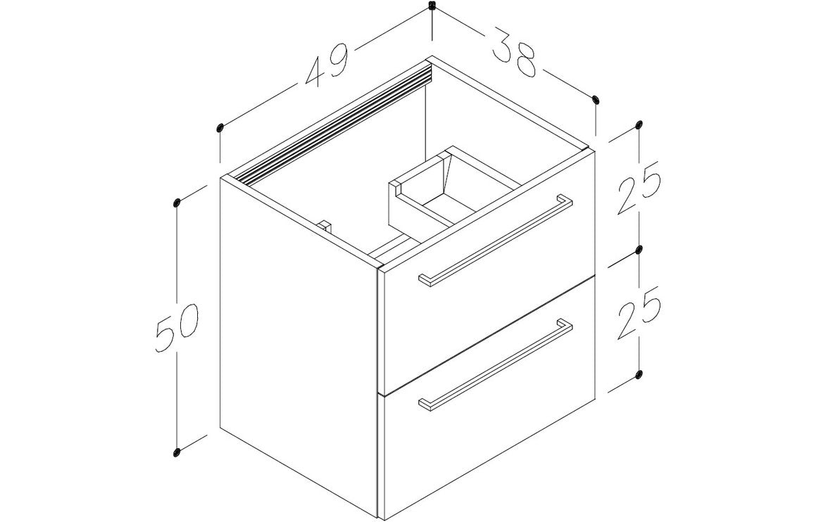 Volta 510mm Wall Hung 2 Drawer Basin Unit & Basin - White Gloss