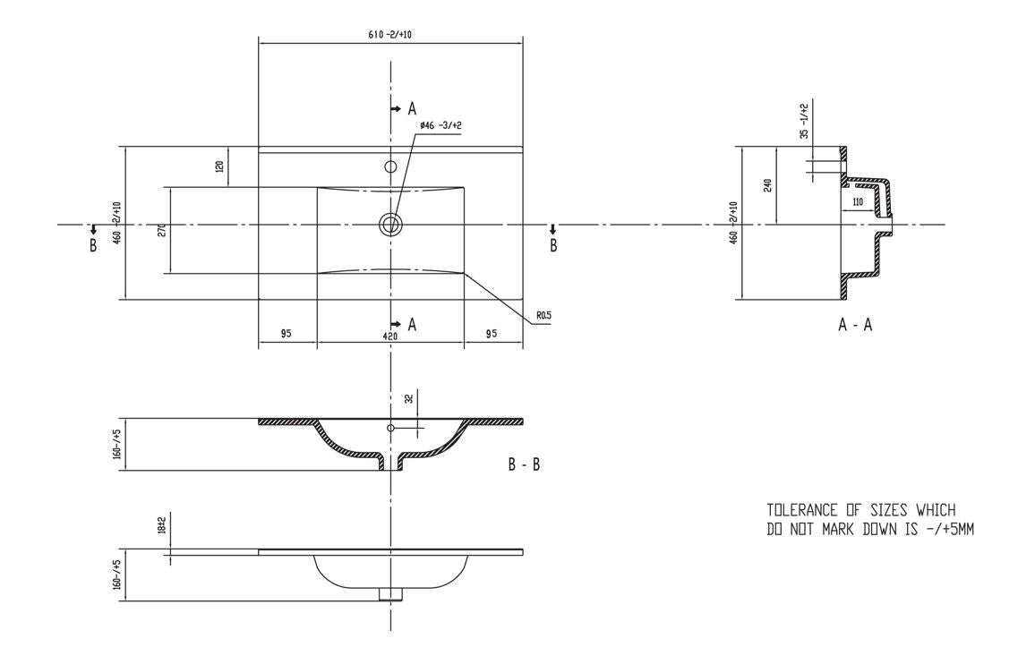 Volta 610mm Wall Hung 2 Drawer Basin Unit & Basin - Oak