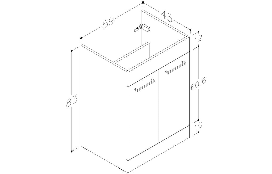 Volta 1180mm Floor Standing 2 Door Basin Unit Run (No Top) - Anthracite Gloss