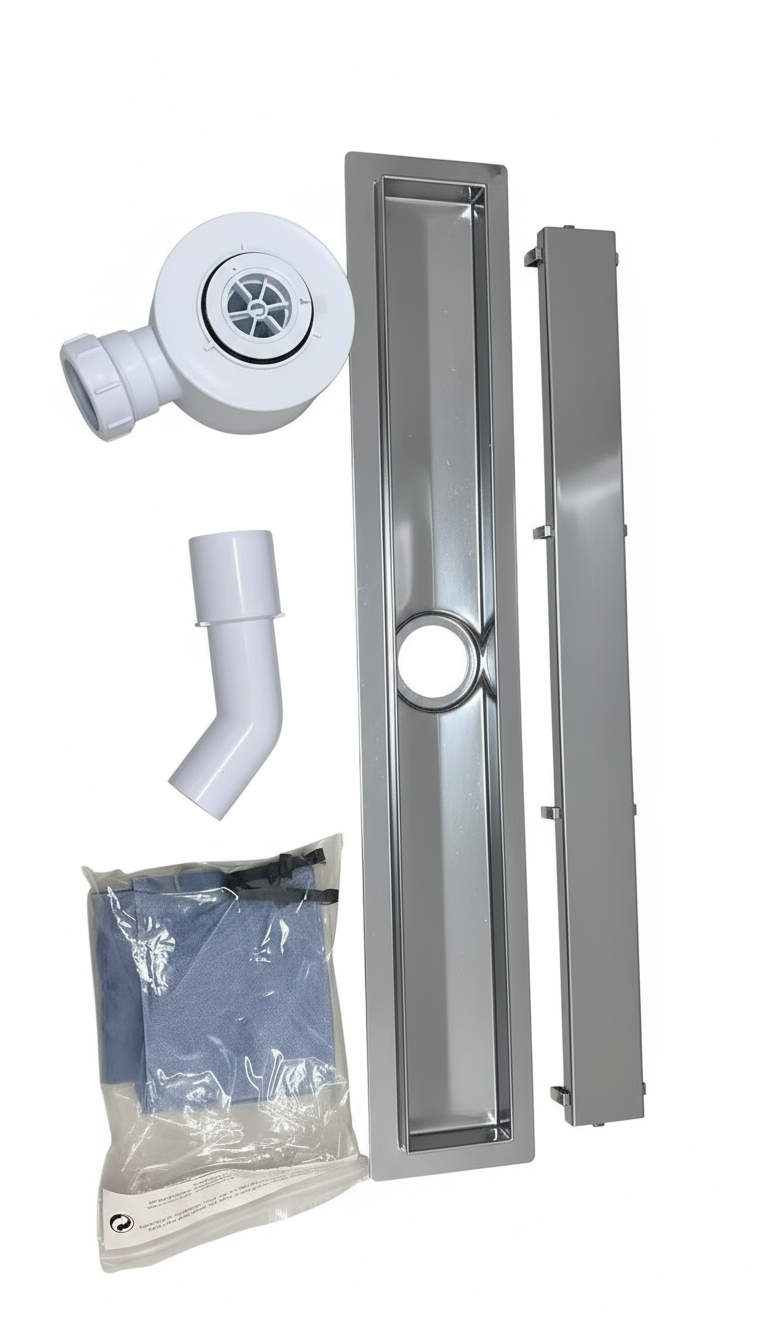 Novo 1400x900 Linear Wetroom Tray Pack with Linear Drain Pack