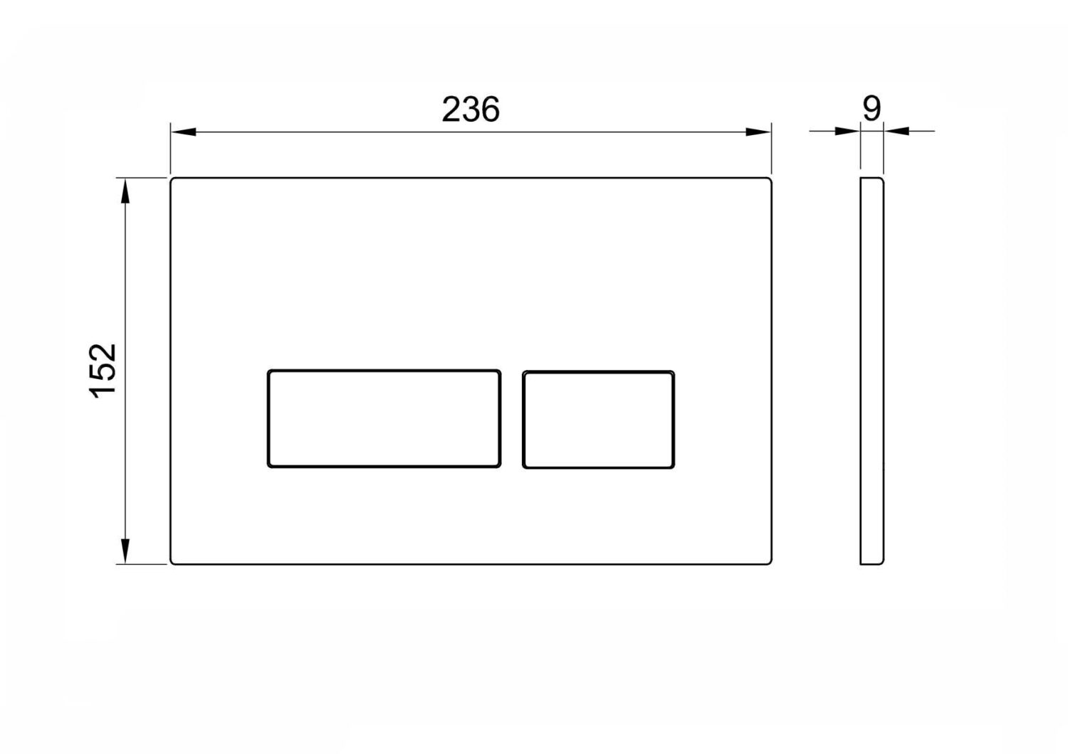 Square Chrome Dual Flush Button