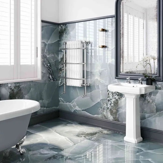Onyx Marble Effect Turquoise Green Polished Porcelain Wall and Floor Tile
