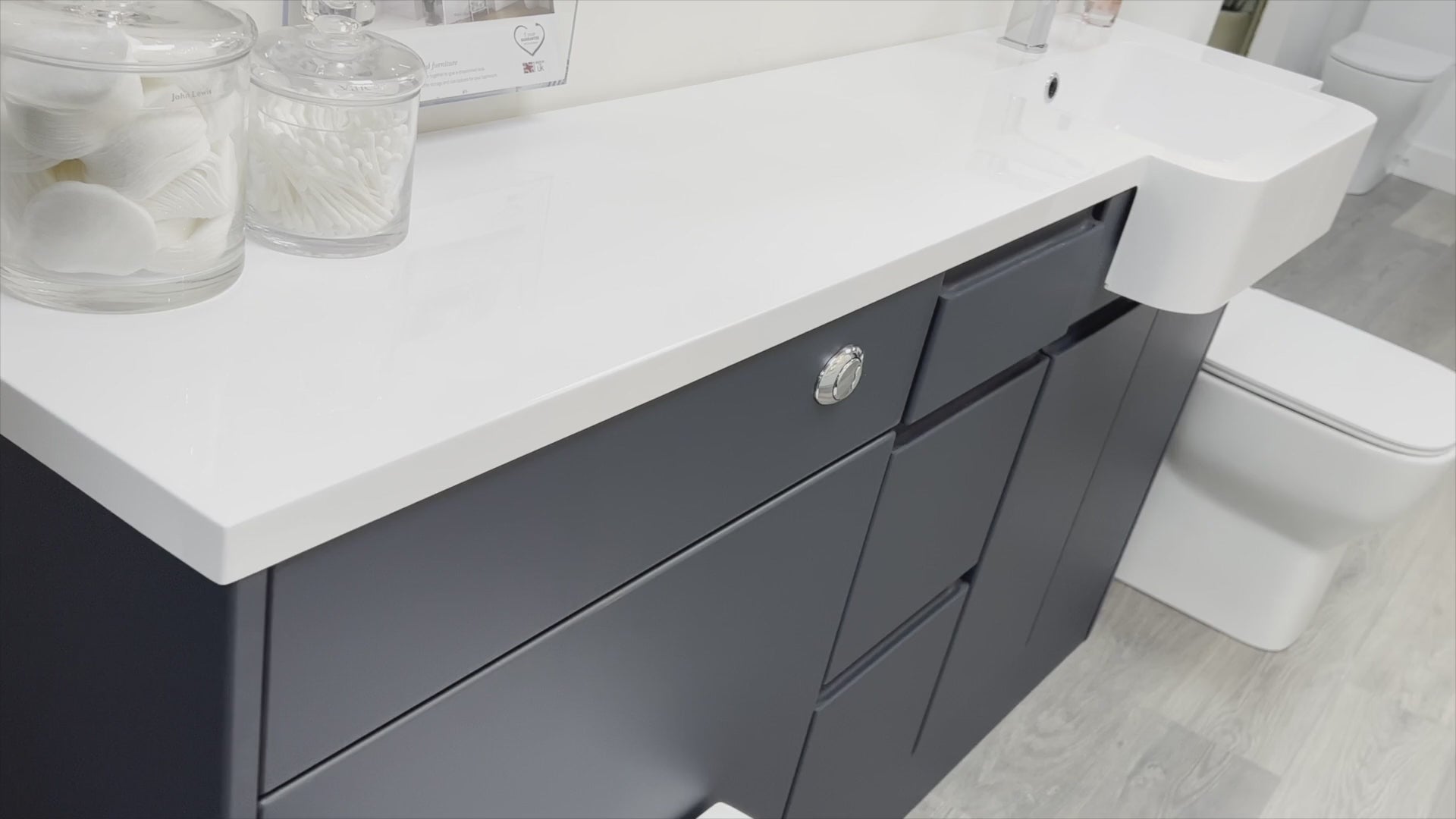 Alba 1542mm Basin, WC & 3 Drawer Unit Pack - Light Grey Gloss