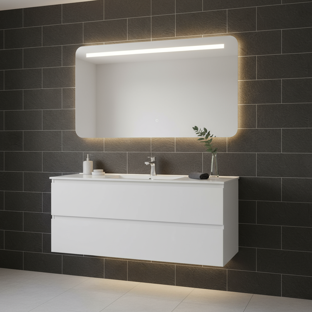 Shower Wall Panel 1000 Tiled Black Granite