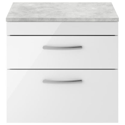 Nuie Athena 2 Drawer Wall Hung Vanity Unit With Worktop