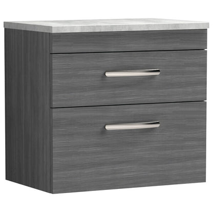 Nuie Athena 2 Drawer Wall Hung Vanity Unit With Worktop