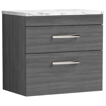 Nuie Athena 2 Drawer Wall Hung Vanity Unit With Worktop