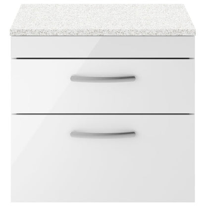 Nuie Athena 2 Drawer Wall Hung Vanity Unit With Worktop