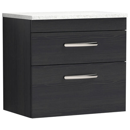 Nuie Athena 2 Drawer Wall Hung Vanity Unit With Worktop