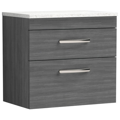Nuie Athena 2 Drawer Wall Hung Vanity Unit With Worktop