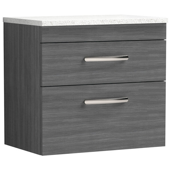 Nuie Athena 2 Drawer Wall Hung Vanity Unit With Worktop