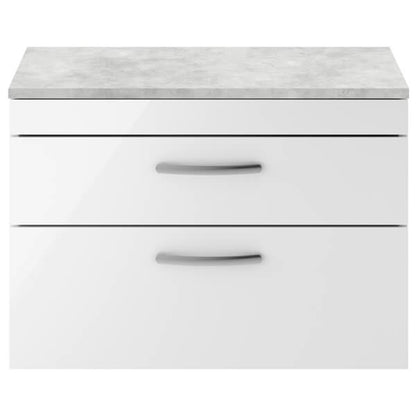 Nuie Athena 2 Drawer Wall Hung Vanity Unit With Worktop