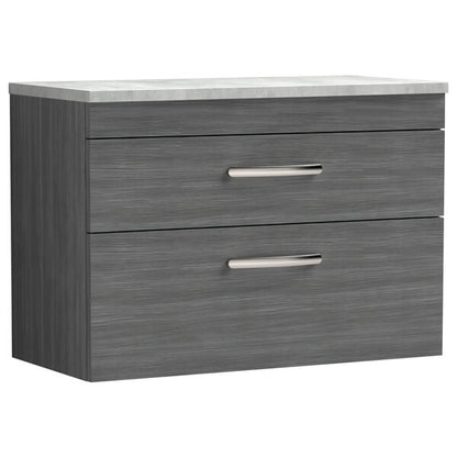 Nuie Athena 2 Drawer Wall Hung Vanity Unit With Worktop