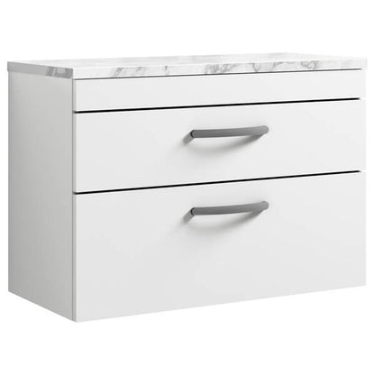 Nuie Athena 2 Drawer Wall Hung Vanity Unit With Worktop