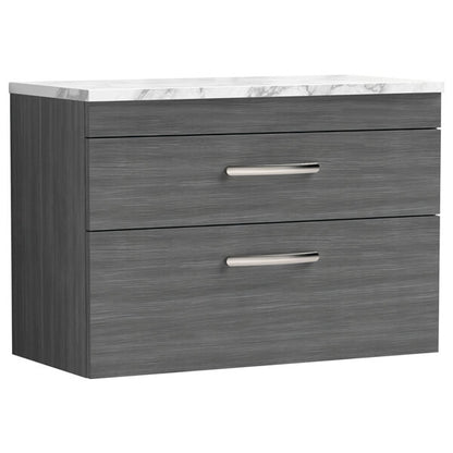 Nuie Athena 2 Drawer Wall Hung Vanity Unit With Worktop