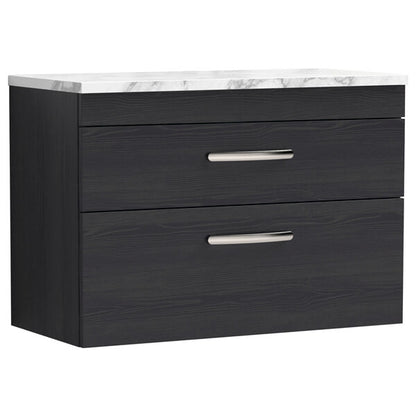 Nuie Athena 2 Drawer Wall Hung Vanity Unit With Worktop
