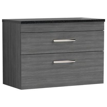 Nuie Athena 2 Drawer Wall Hung Vanity Unit With Worktop