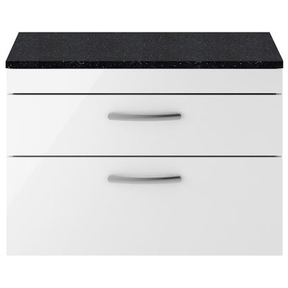 Nuie Athena 2 Drawer Wall Hung Vanity Unit With Worktop
