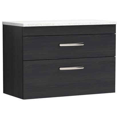 Nuie Athena 2 Drawer Wall Hung Vanity Unit With Worktop