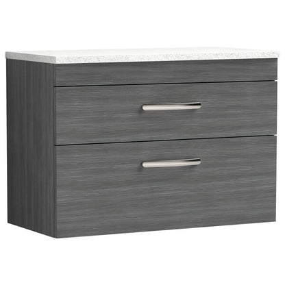 Nuie Athena 2 Drawer Wall Hung Vanity Unit With Worktop