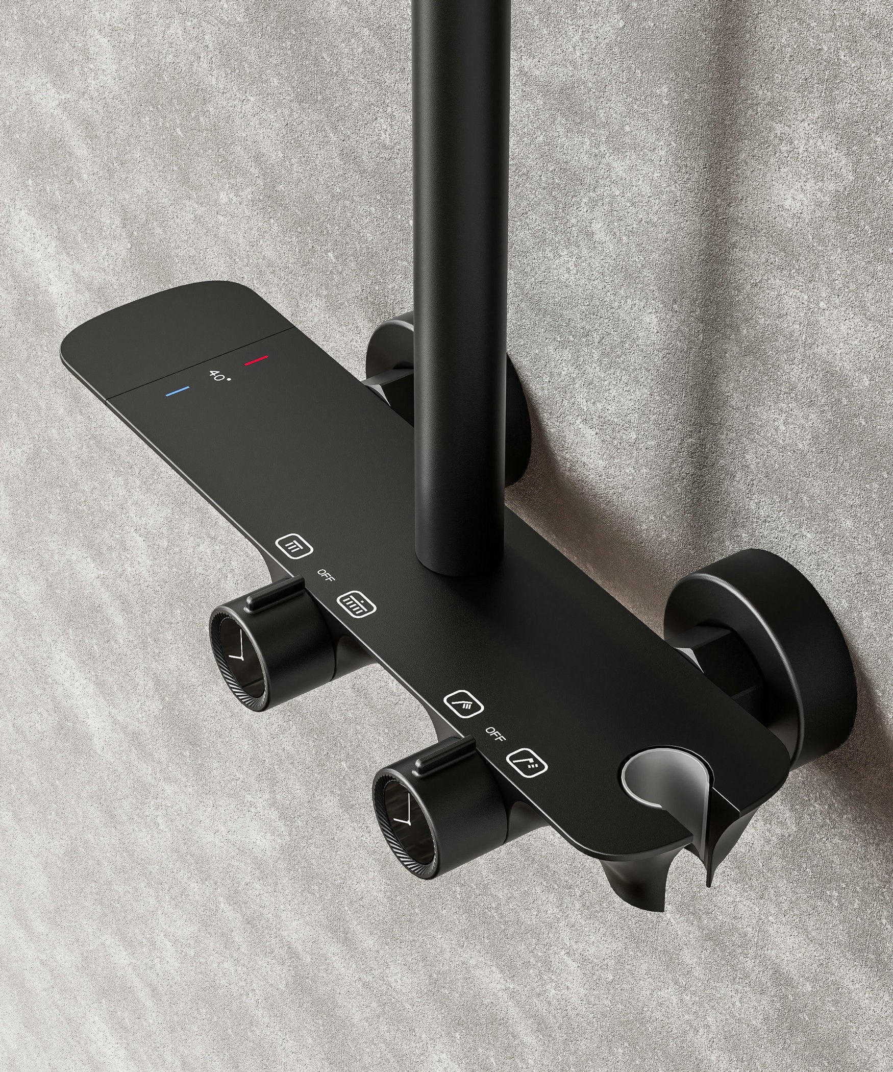 Novo Timeless Thermostatic Matt Black Modern Mixer Shower System 4-Function Solid Brass