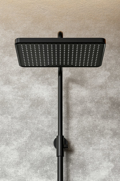 Novo Timeless Thermostatic Matt Black Modern Mixer Shower System 4-Function Solid Brass