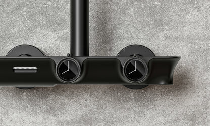 Novo Timeless Thermostatic Matt Black Modern Mixer Shower System 4-Function Solid Brass