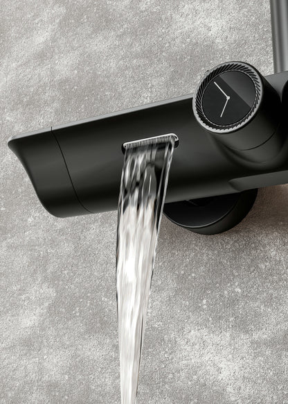 Novo Timeless Thermostatic Matt Black Modern Mixer Shower System 4-Function Solid Brass