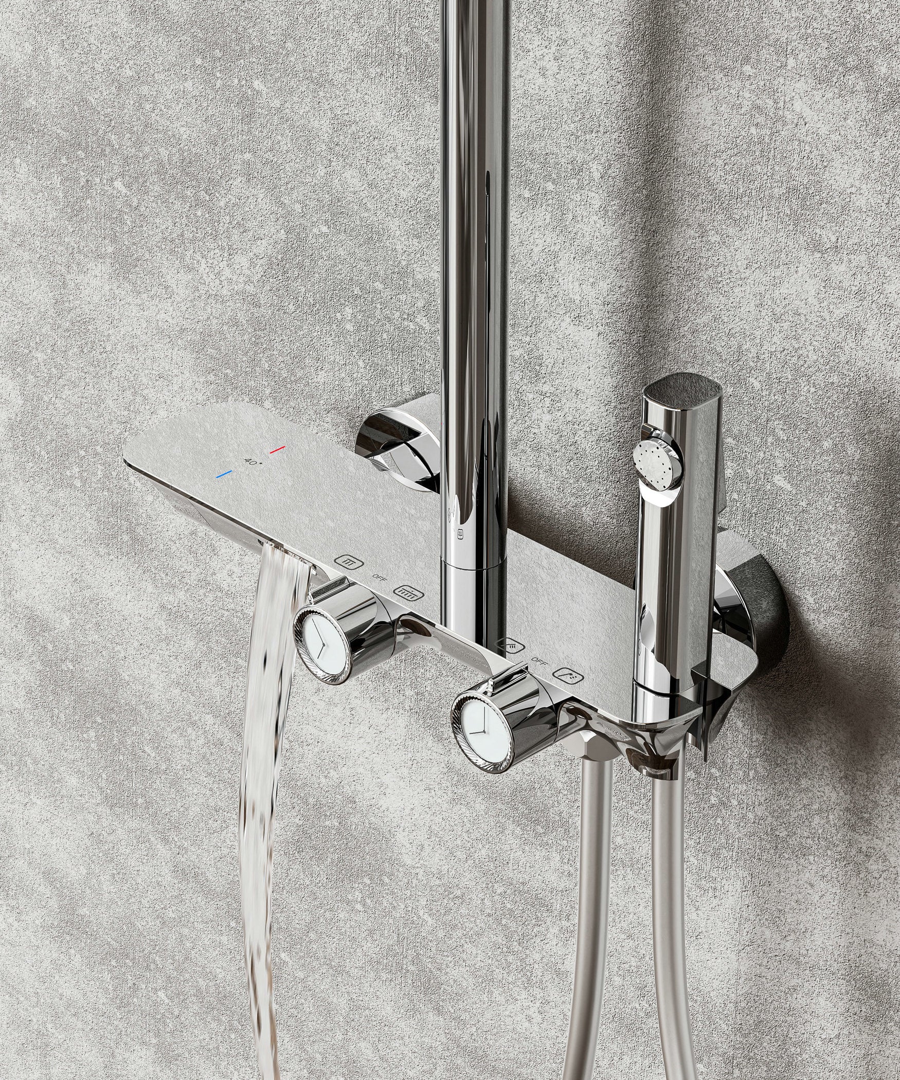 Novo Timeless  Chrome Thermostatic Modern Mixer Shower System 4-Function Solid Brass
