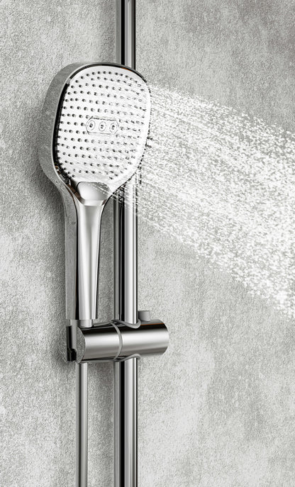 Novo Timeless  Chrome Thermostatic Modern Mixer Shower System 4-Function Solid Brass
