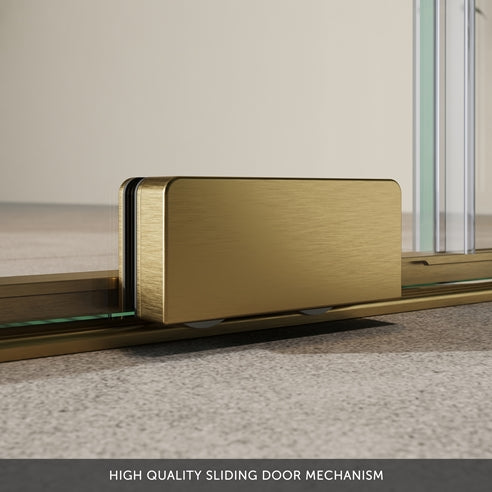 Monolux 8mm Easy Clean 2m Tall Sliding or Wetroom Shower Door & Optional Side Panel - Brushed Brass