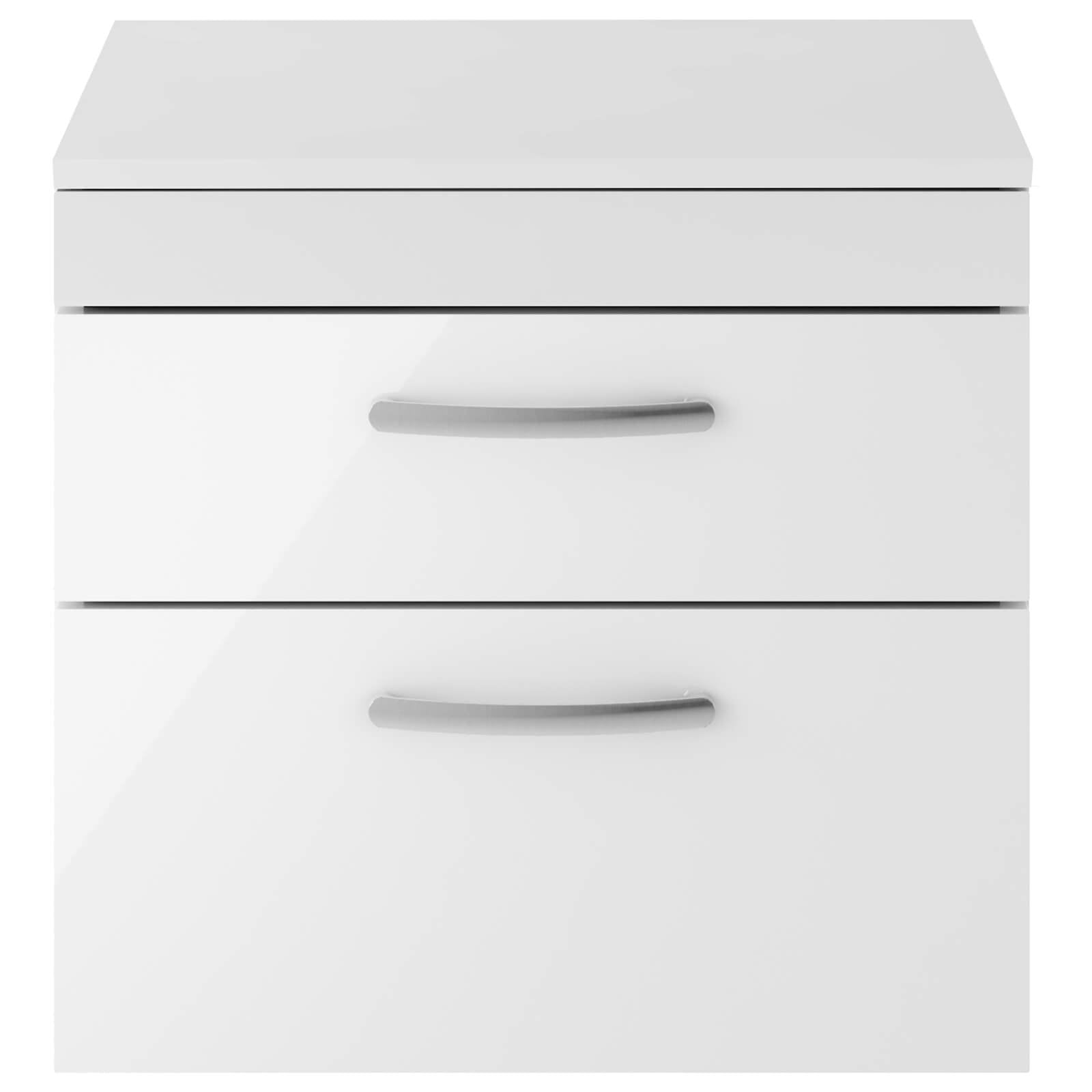 Nuie Athena 2 Drawer Wall Hung Vanity Unit With Worktop