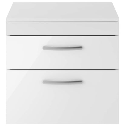Nuie Athena 2 Drawer Wall Hung Vanity Unit With Worktop