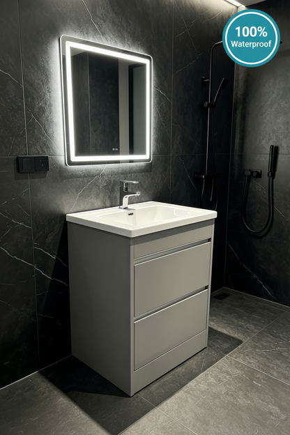 Novo 1187-60 600mm Grey Gloss 2-Draw FS Deep Basin Vanity unit & Nano Glazed Ceramic Basin