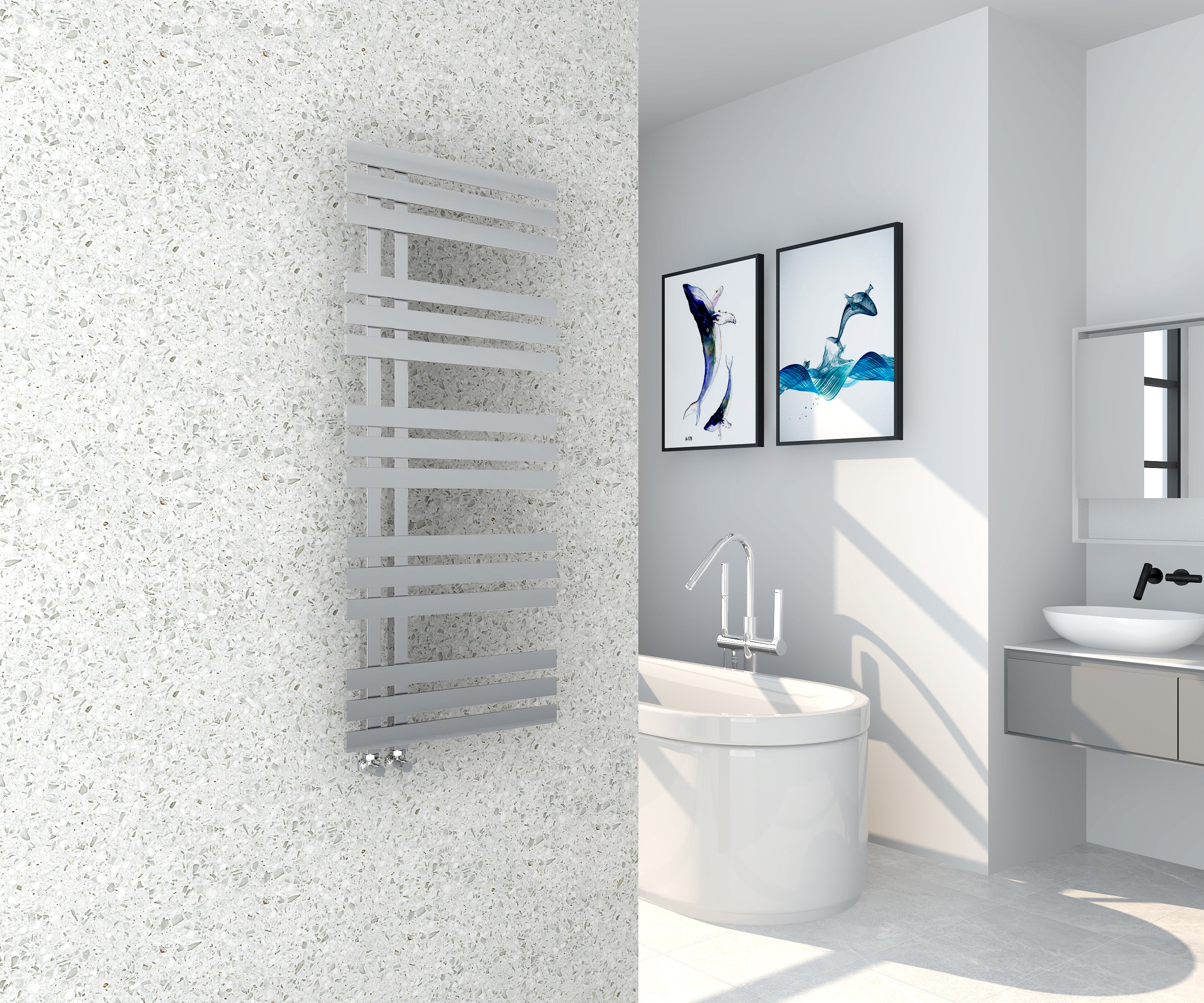 Novo Staple Towel Warmer Radiator -Chrome