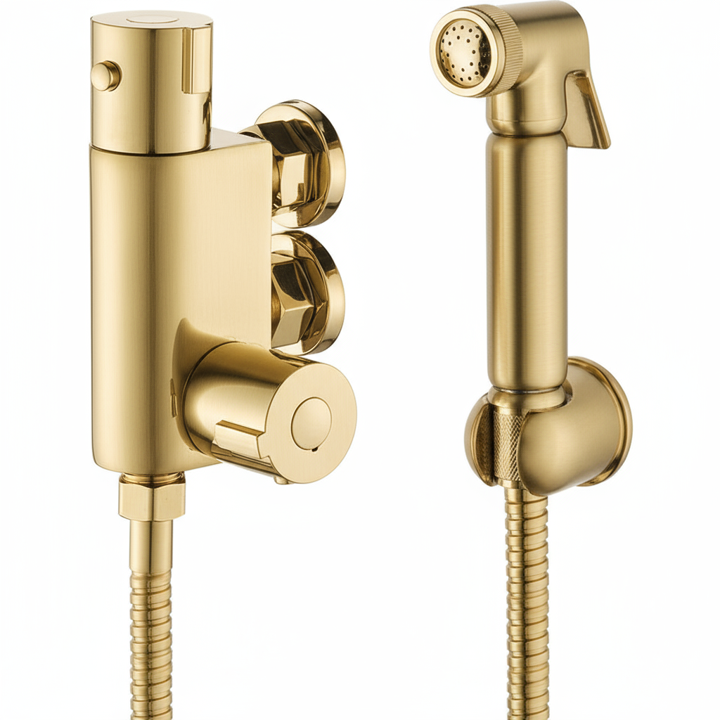 Novo Exposed  Bidet Mixing Doutche Set Brushed Brass