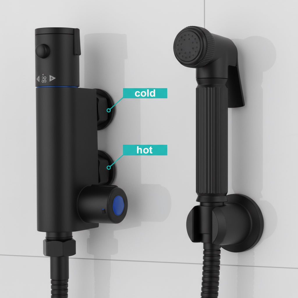 Novo Exposed  Bidet Mixing Doutche Set Black