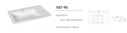 Novo 1187-90 Concrete Matt 2-Door inc Double Draw storage Floor standing Vanity unit with Ceramic Basin