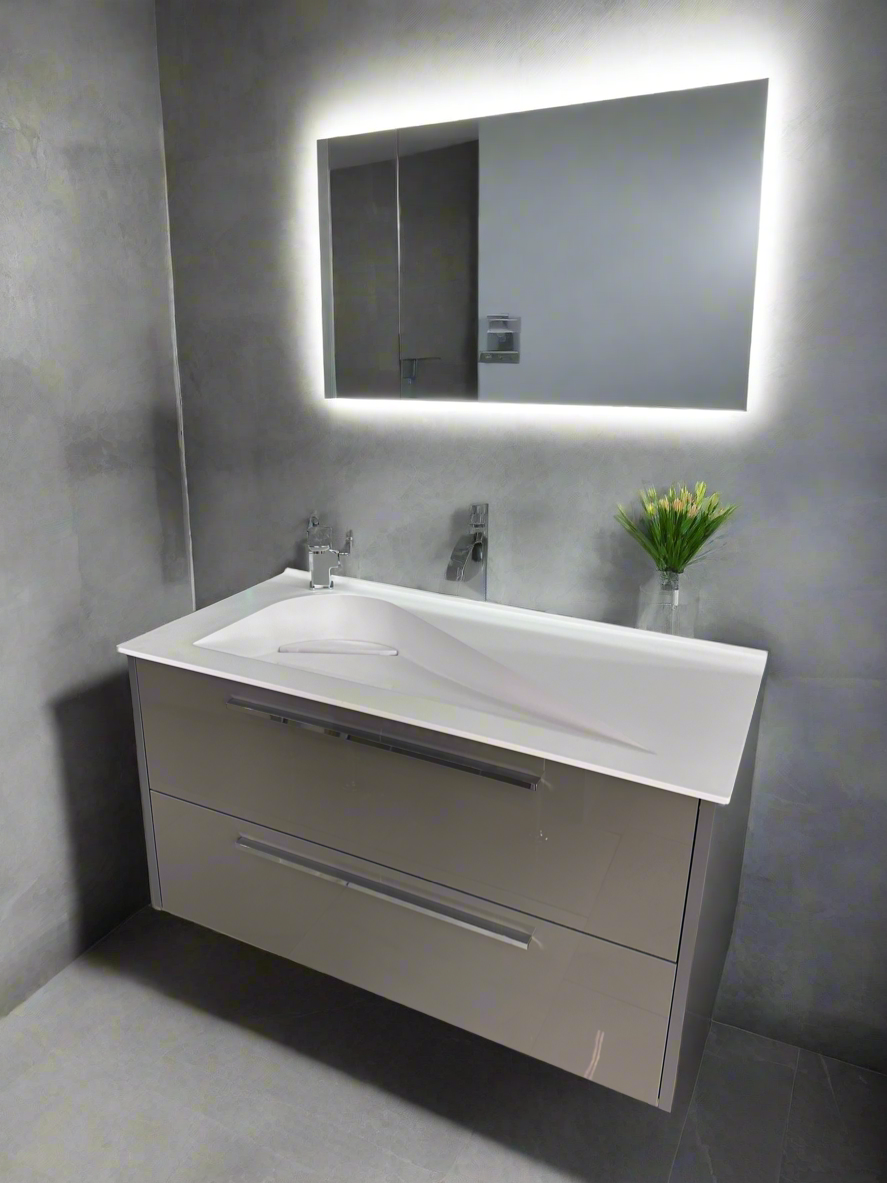 Novo Akrivit Troya Onyx Acrylic 2-Draw Vanity & Stone Resin Semi Matt Basin