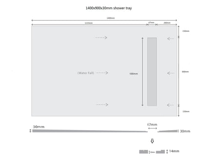 Novo 1200x800  Linear Wetroom Tray Pack with Linear Drain Pack