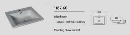 Novo 1187-60 600mm Dark Oak 2-Door Floor-standing Bathroom unit with Ceramic Basin