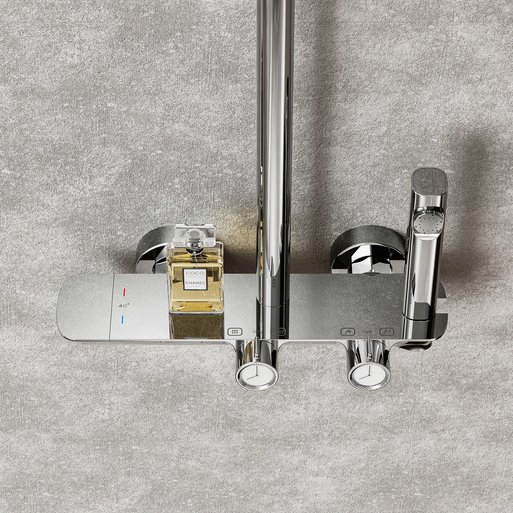 Novo Timeless  Chrome Thermostatic Modern Mixer Shower System 4-Function Solid Brass