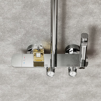 Novo Timeless  Chrome Thermostatic Modern Mixer Shower System 4-Function Solid Brass