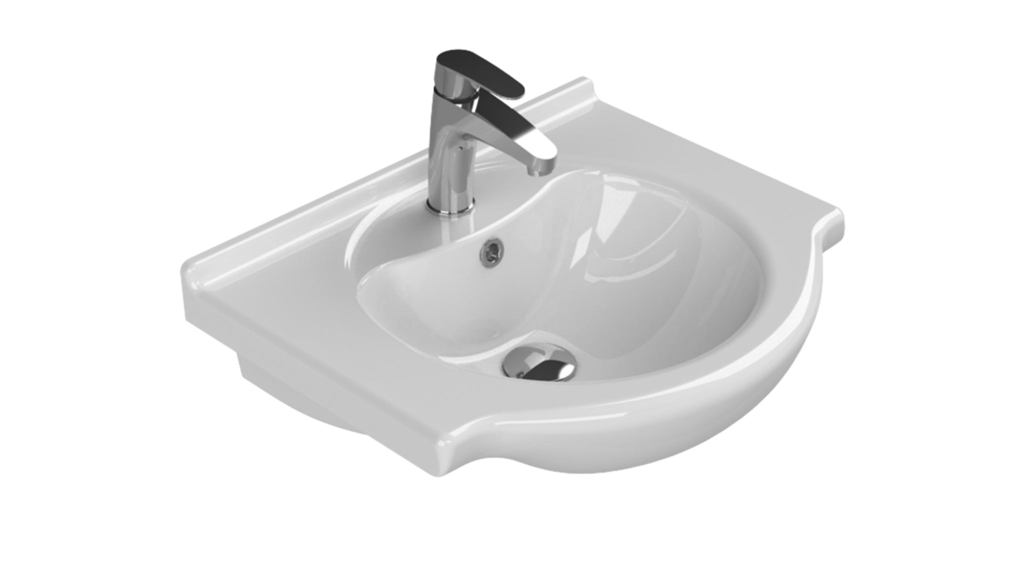 Novo Nil 550mm White Gloss Floorstanding Vanity unit with Nano Glazed Ceramic Basin