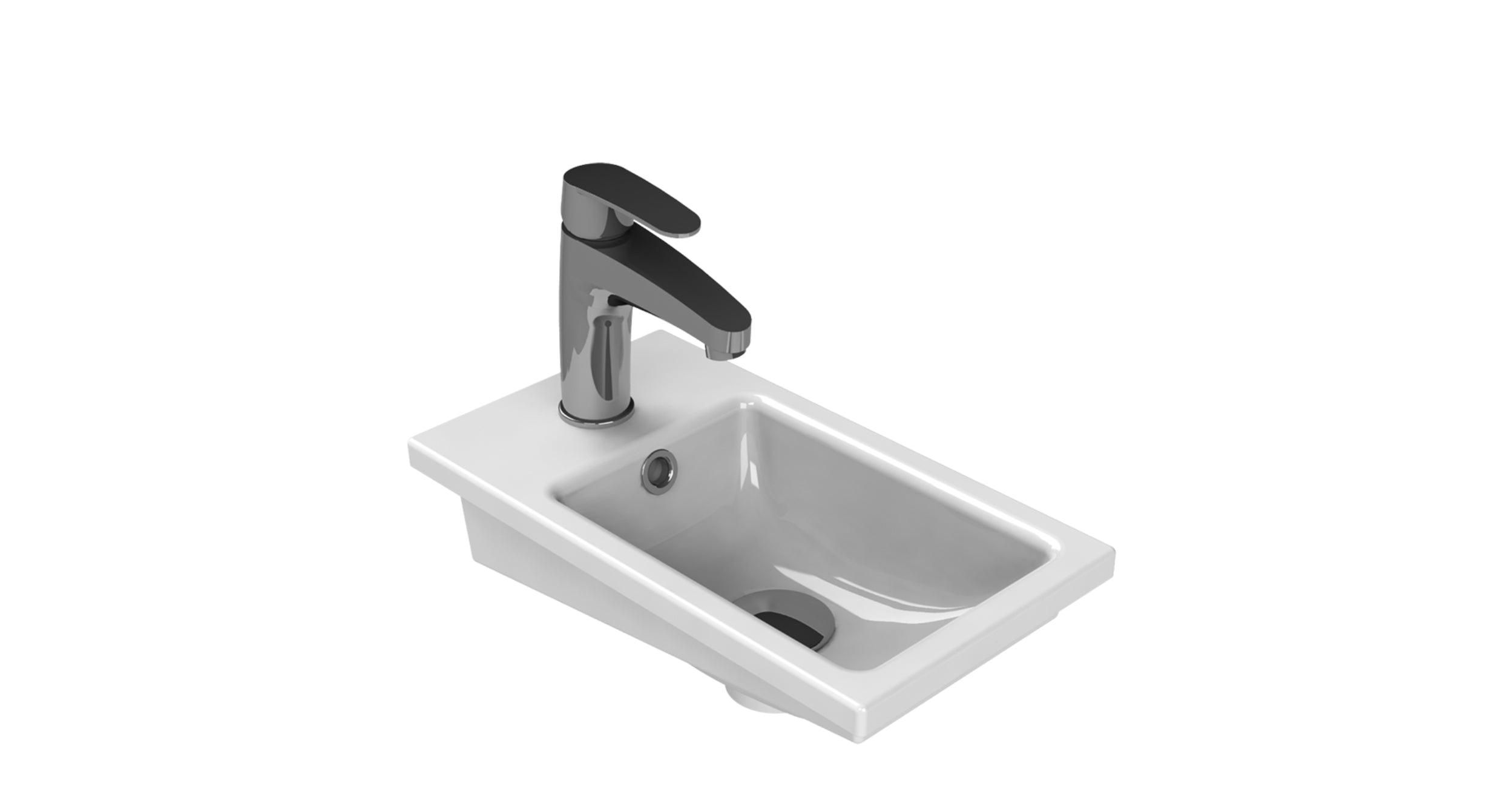 Novo Mini 400mm White Gloss Single door Floorstanding Cloackroom Vanity unit with Nano Ceramic Glazed Basin