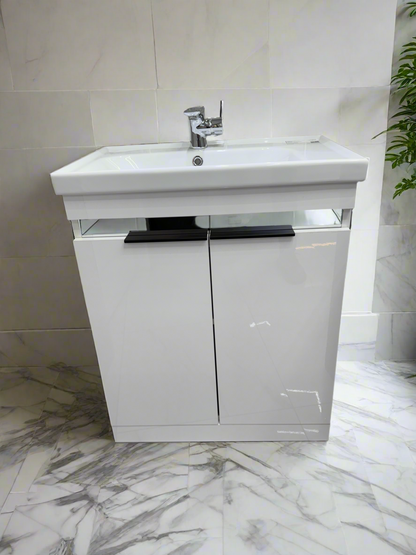 Novo Frame 700mm White Gloss 2-Door Floorstanding Vanity unit with Nano Glazed Ceramic Basin