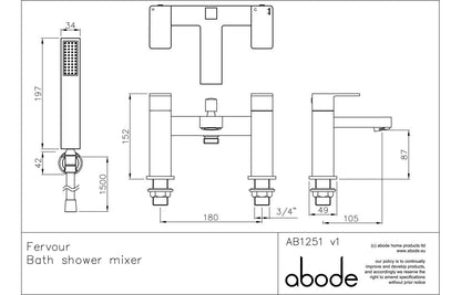 Abode Fervour Deck Mounted Bath Shower Mixer - Chrome