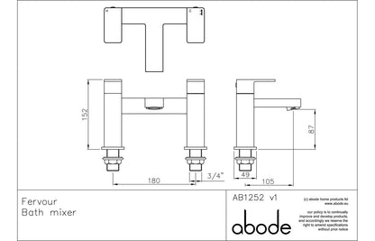 Abode Fervour Deck Mounted Bath Filler - Chrome