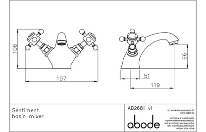Abode Sentiment Basin Monobloc Mixer - Chrome