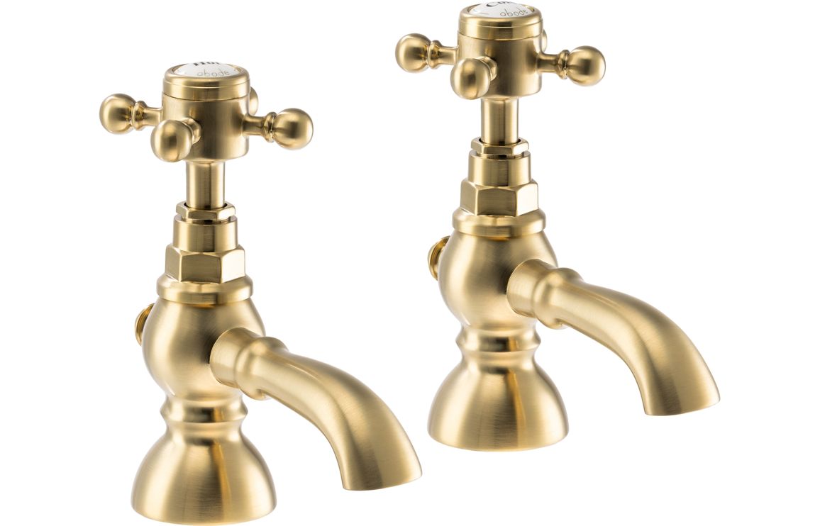 Abode Sentiment Bath Pillar Taps - Brushed Brass